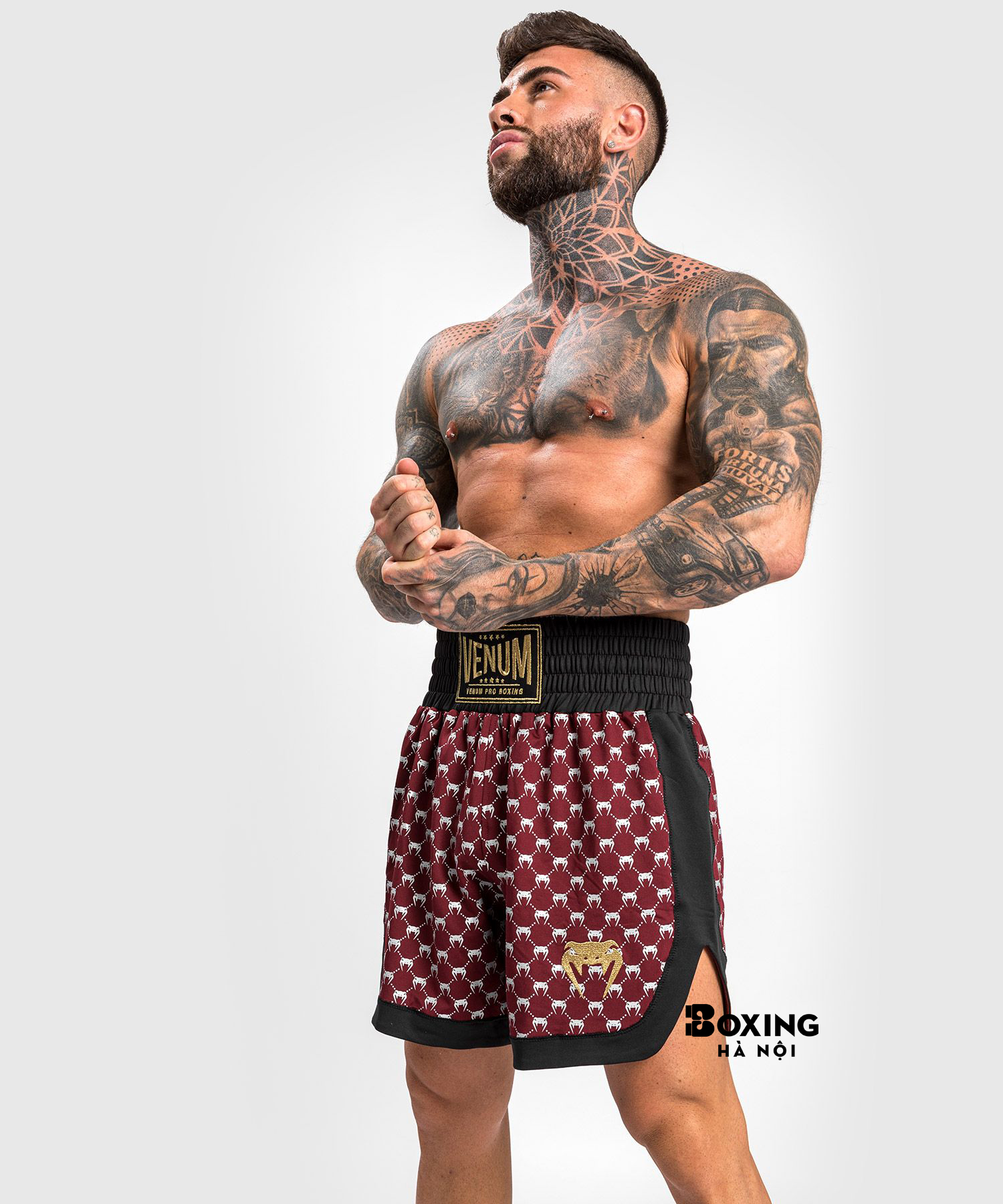 QUẦN BOXING VENUM MONOGRAM - ĐEN / ĐỎ